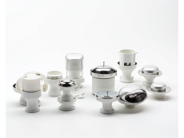 Array of boat accessories including marine lights and fishing rod holders